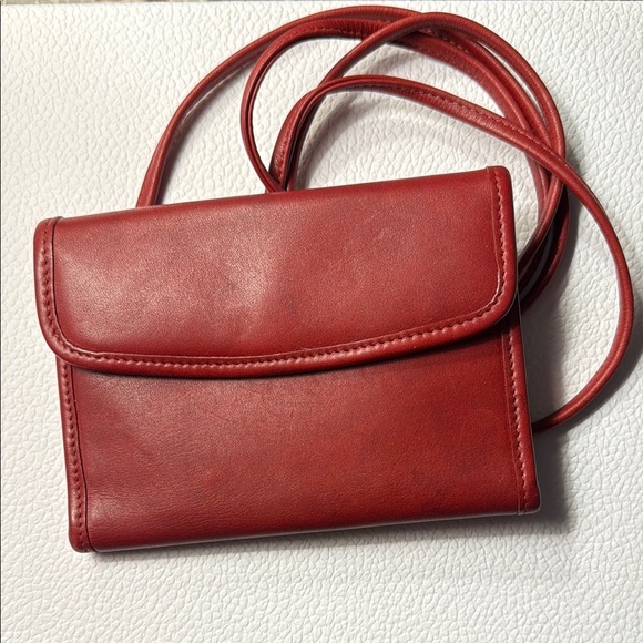 Coach Handbags - Vintage Coach Red Leather Swing Wallet on Crossbody Strap
